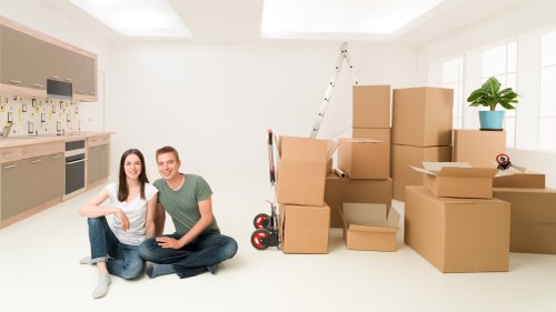 Commercial relocation equipment prepared for an office move in Barnehurst