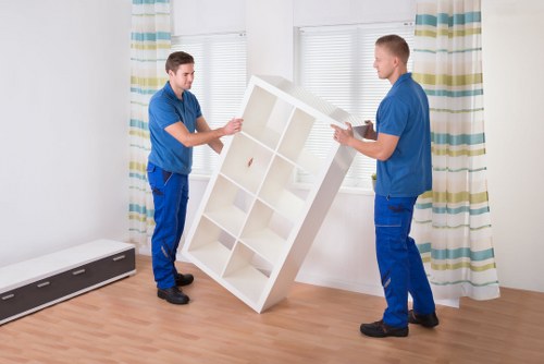 Packed moving boxes and furniture protection for a house move