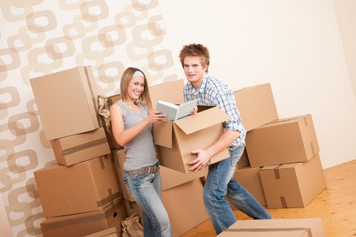 Packed boxes and furniture ready for transport during a Barnehurst removals job