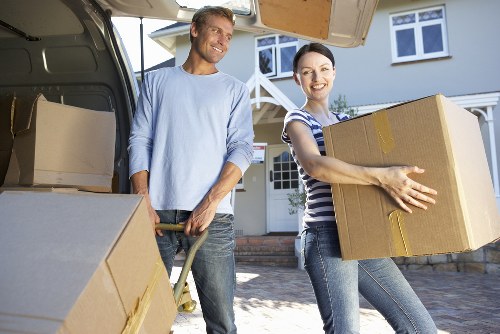 Furniture and boxes being moved from a Barnehurst property with access considerations